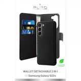 Puro Samsung Galaxy S23 Plus Kotelo Wallet Detachable 2 in 1 Musta