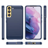 Samsung Galaxy S23 Plus -kuori, harjattu hiilikuitukuvio, sininen