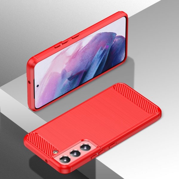 Samsung Galaxy S23 Plus Kuoret Harjattu Hiilikuitutekstuuri Punainen