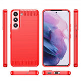 Samsung Galaxy S23 Plus Kuoret Harjattu Hiilikuitutekstuuri Punainen