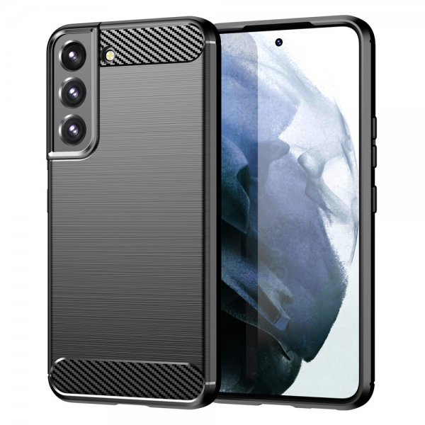 Samsung Galaxy S23 Plus -kuori, harjattu hiilikuitukuvio, musta