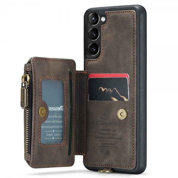 CaseMe Samsung Galaxy S23 Plus -suojakotelo C20 -korttipaikat, vetoketju, kahvi