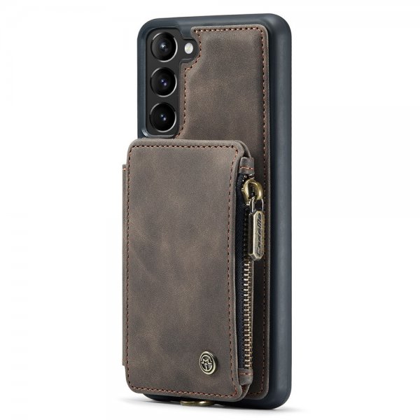 CaseMe Samsung Galaxy S23 Plus -suojakotelo C20 -korttipaikat, vetoketju, kahvi