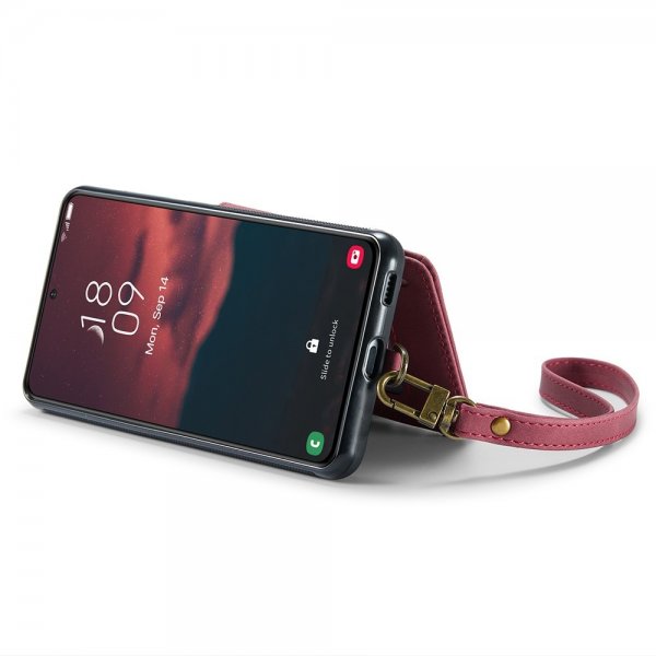 CaseMe Samsung Galaxy S23 Plus -suojakotelo C20, korttipaikat, vetoketju, punainen