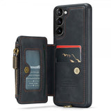 CaseMe Samsung Galaxy S23 Plus -suojakotelo, C20, korttipaikka, vetoketju, musta