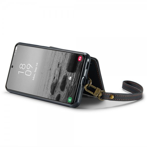 CaseMe Samsung Galaxy S23 Plus -suojakotelo, C20, korttipaikka, vetoketju, musta