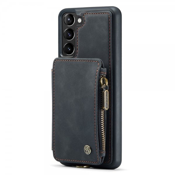 CaseMe Samsung Galaxy S23 Plus -suojakotelo, C20, korttipaikka, vetoketju, musta