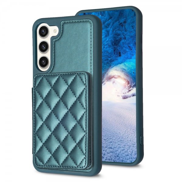 Samsung Galaxy S23 Plus Kuoret Korttipidike Ruutukuvio Vihreä