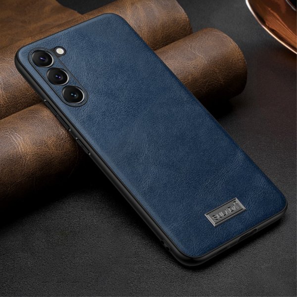 Sulada Samsung Galaxy S23 Plus Nahkatekstuuri Kotelo Sininen