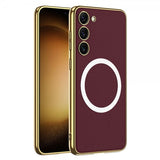 GKK Samsung Galaxy S23 Plus -kuori, litsikuvio, pinnoitetut reunat, MagSafe, punainen