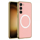 GKK Samsung Galaxy S23 Plus -kuori, litsikuvio, pinnoitettu reuna, MagSafe, pinkki