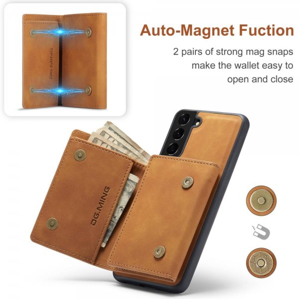 Dg.Ming Samsung Galaxy S23 Plus -suojakotelo M1-sarjan irrotettava korttipidike, ruskea