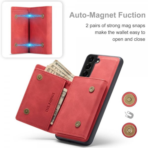Dg.Ming Samsung Galaxy S23 Plus -kuori M1 Series irrotettava korttikotelo punainen