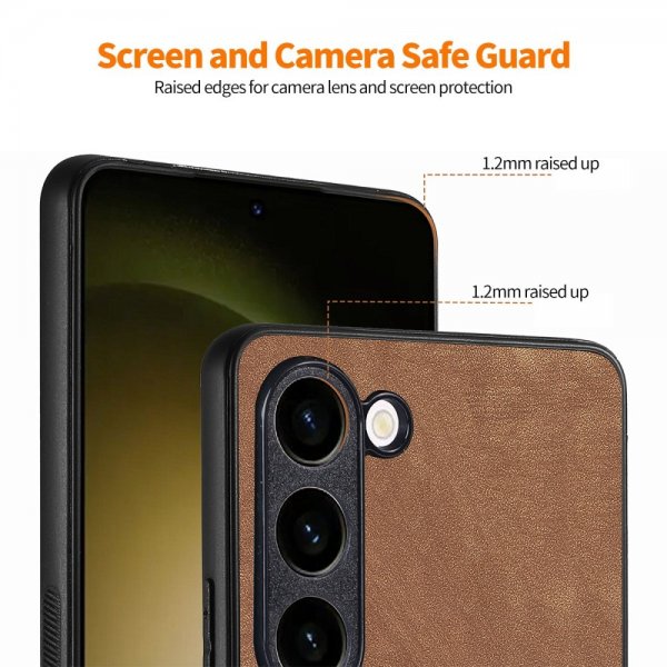 Enkay Samsung Galaxy S23 Plus -kuori näytönsuojalla, nahkakuvioitu, violetti