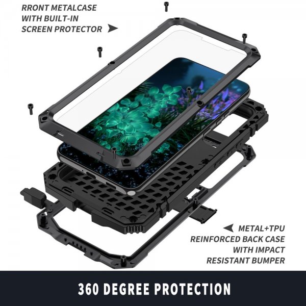 R-JUST Samsung Galaxy S23 Plus Kuori Metallinen Iskunkestävä Musta