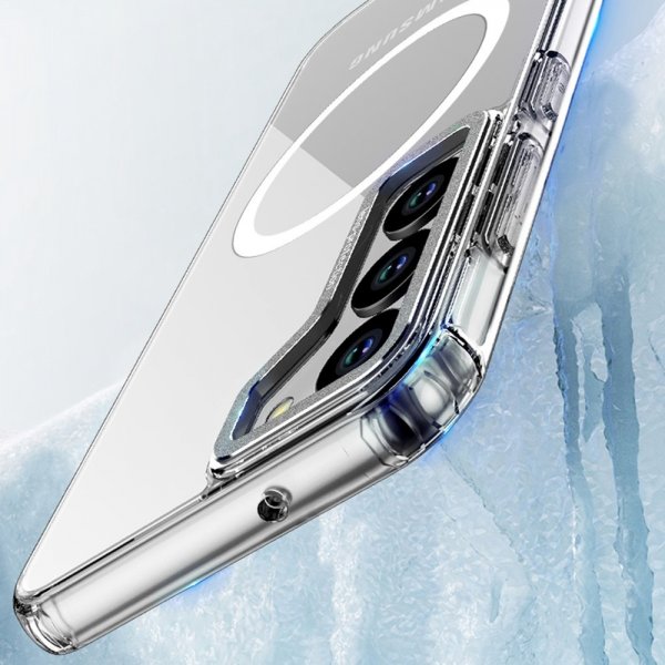 Samsung Galaxy S23 Plus läpinäkyvä MagSafe-suojakuori, hopea