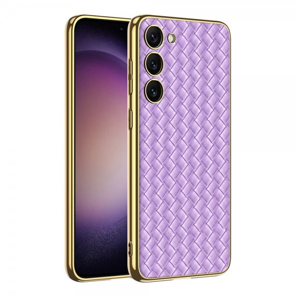 GKK Samsung Galaxy S23 Plus Suojakuori, kudottu kuvio, violetti