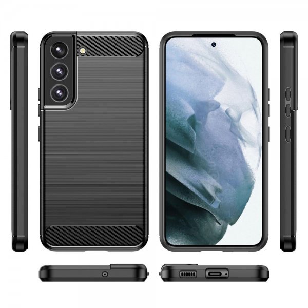 Samsung Galaxy S23 Kuori Harjattu hiilikuitukuvio Musta
