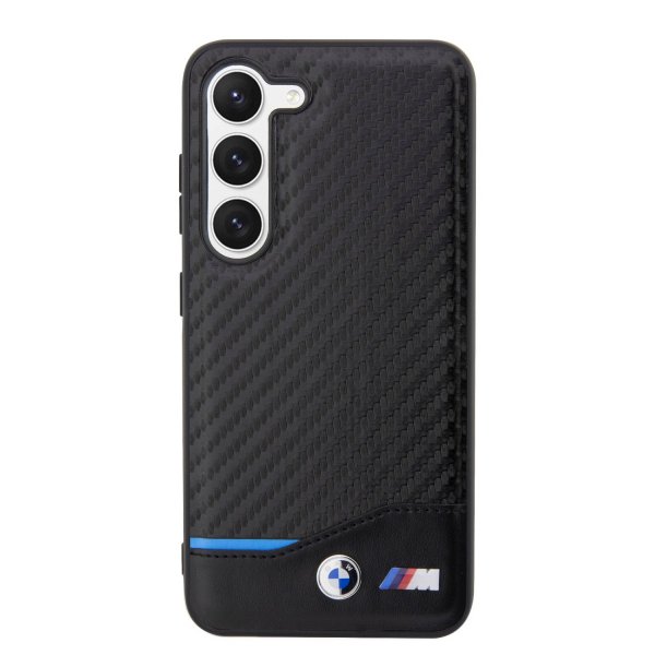 BMW Samsung Galaxy S23 Kuoret Hiilikuitu & Raidoitus Musta