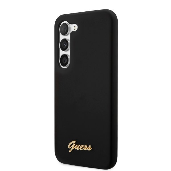 Guess Samsung Galaxy S23 Kuori Liquid Silicone Metal Logo Musta
