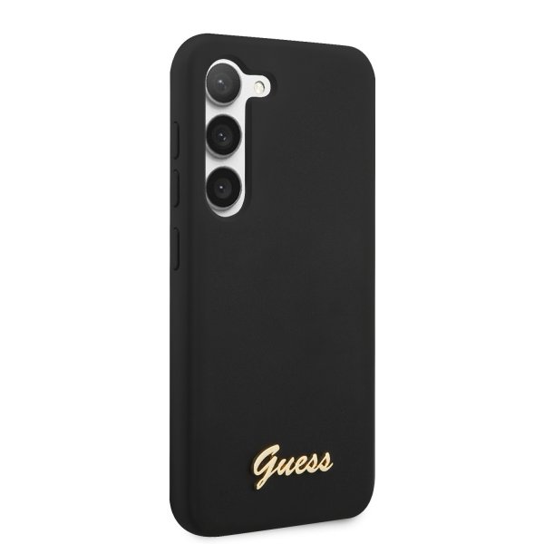 Guess Samsung Galaxy S23 Kuori Liquid Silicone Metal Logo Musta