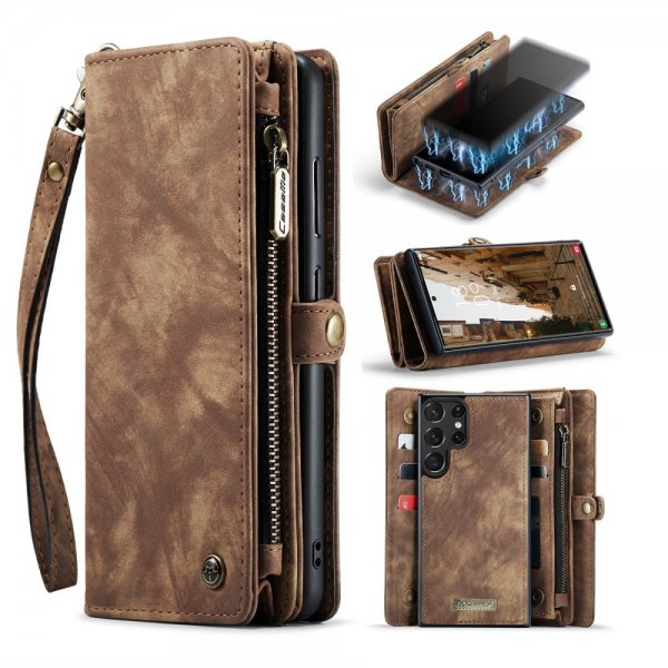 CaseMe Samsung Galaxy S23 Ultra Kotelo 008 Series Irrotettava Kuori Ruskea