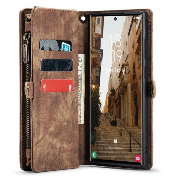 CaseMe Samsung Galaxy S23 Ultra Kotelo 008 Series Irrotettava Kuori Ruskea