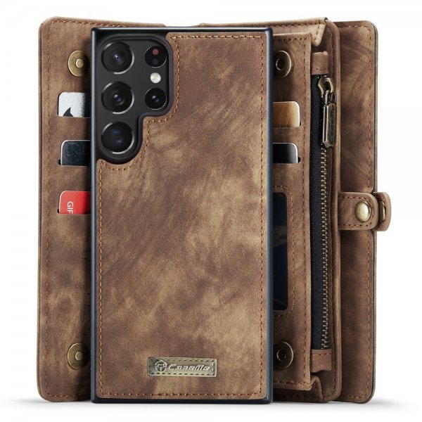 CaseMe Samsung Galaxy S23 Ultra Kotelo 008 Series Irrotettava Kuori Ruskea