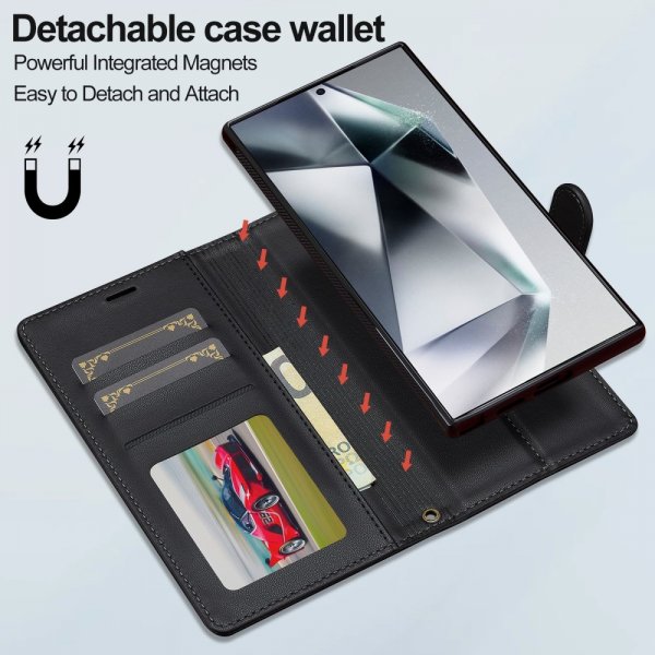 Lc.Imeeke Samsung Galaxy S23 Ultra Kotelo irrotettavalla kuorella L2 Series MagSafe Musta