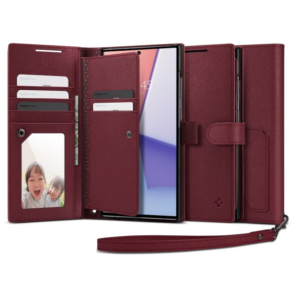 Spigen Samsung Galaxy S23 Ultra Kotelo Wallet S Plus Burgundy