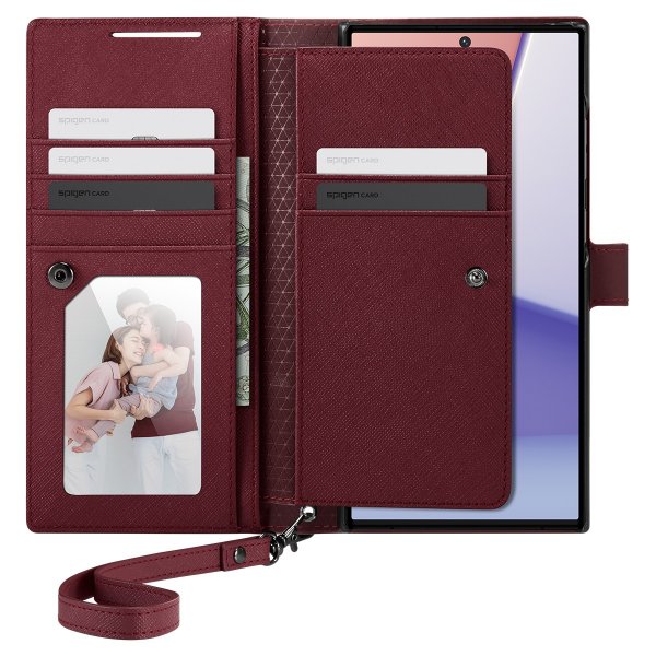Spigen Samsung Galaxy S23 Ultra Kotelo Wallet S Plus Burgundy