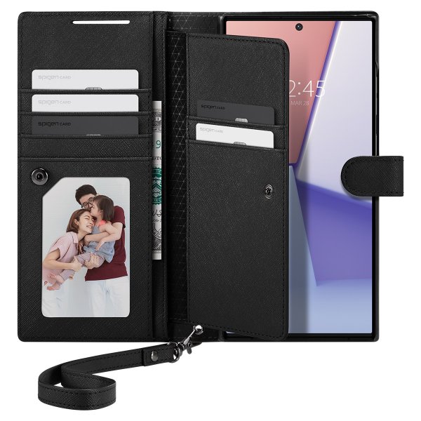 Spigen Samsung Galaxy S23 Ultra Wallet S Plus -kotelo, musta