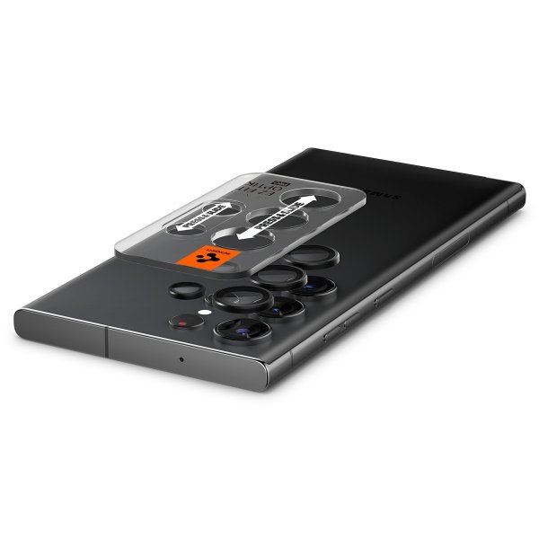 Spigen Samsung Galaxy S23 Ultra Kameran suoja GLAS.tR EZ Fit Optik Pro Musta 2-pakkaus