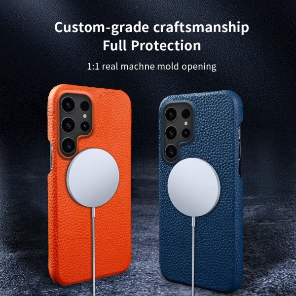 Samsung Galaxy S23 Ultra Kotelo Aitoa Nahkaa MagSafe Ruskea
