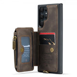 CaseMe Samsung Galaxy S23 Ultra Kuori C20 Korttipaikat Vetoketju Kahvi