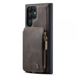 CaseMe Samsung Galaxy S23 Ultra Kuori C20 Korttipaikat Vetoketju Kahvi