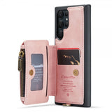 CaseMe Samsung Galaxy S23 Ultra Kotelo C20 Korttipaikat Vetoketju Pinkki