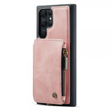 CaseMe Samsung Galaxy S23 Ultra Kotelo C20 Korttipaikat Vetoketju Pinkki