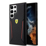 Ferrari Samsung Galaxy S23 Ultra Suojakuori Carbon & Stripe Musta