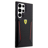 Ferrari Samsung Galaxy S23 Ultra Suojakuori Carbon & Stripe Musta