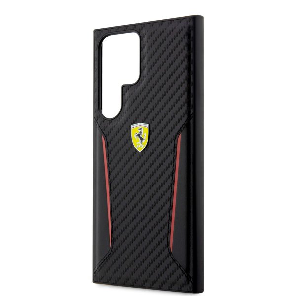 Ferrari Samsung Galaxy S23 Ultra Suojakuori Carbon & Stripe Musta