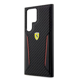 Ferrari Samsung Galaxy S23 Ultra Suojakuori Carbon & Stripe Musta