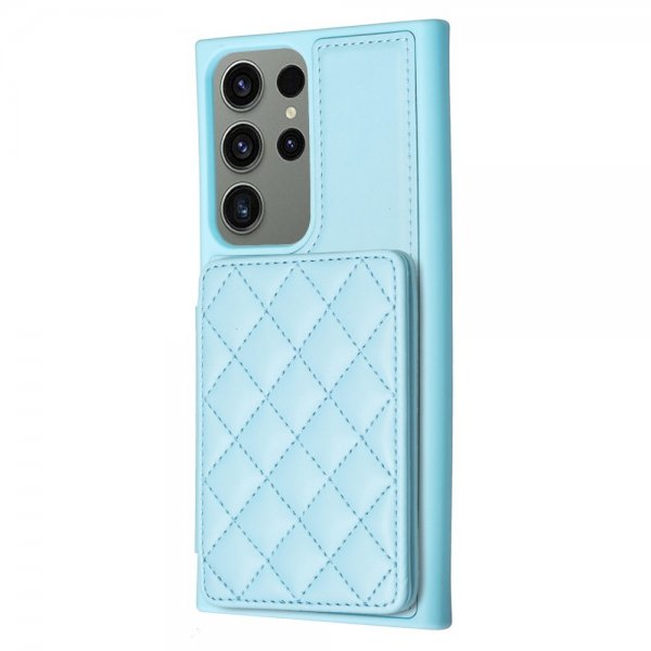 Samsung Galaxy S23 Ultra Kuori Korttipidike Ruutukuvio Sininen