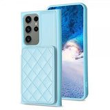 Samsung Galaxy S23 Ultra Kuori Korttipidike Ruutukuvio Sininen