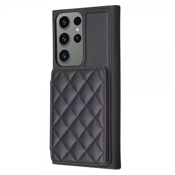 Samsung Galaxy S23 Ultra Kotelo Korttipidikkeellä Ruutukuvio Musta