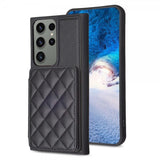 Samsung Galaxy S23 Ultra Kotelo Korttipidikkeellä Ruutukuvio Musta
