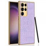 GKK Samsung Galaxy S23 Ultra Suojakuori Krokotiilikuvioitu Violetti