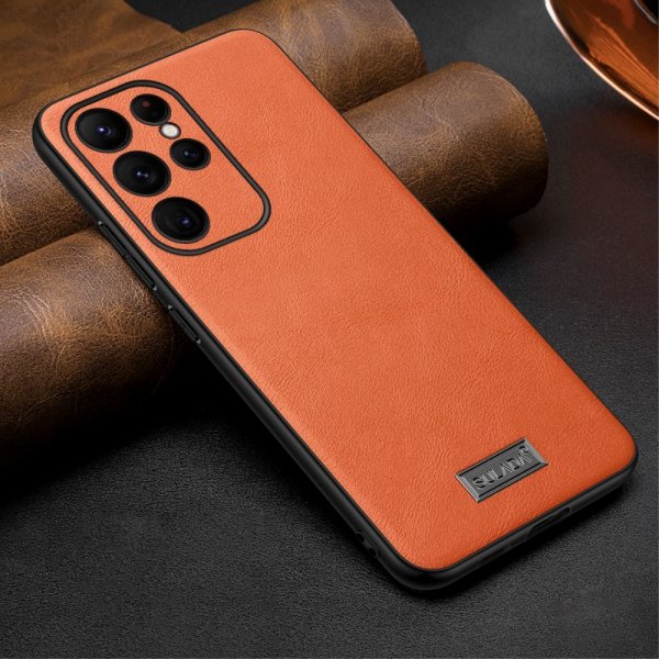 Sulada Samsung Galaxy S23 Ultra Kuori Nahkakuvio Oranssi