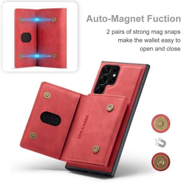 Dg.Ming Samsung Galaxy S23 Ultra Kuori M2 Series Irrotettava Korttipidike Punainen