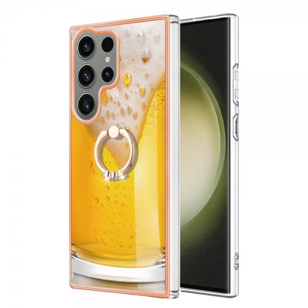 Samsung Galaxy S23 Ultra Kuori sormirenkaalla, olut-kuvio
